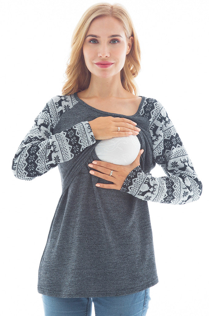 Women's 3 Packs Maternity Clothes Long Sleeves Breastfeeding Shirts Nursing Top