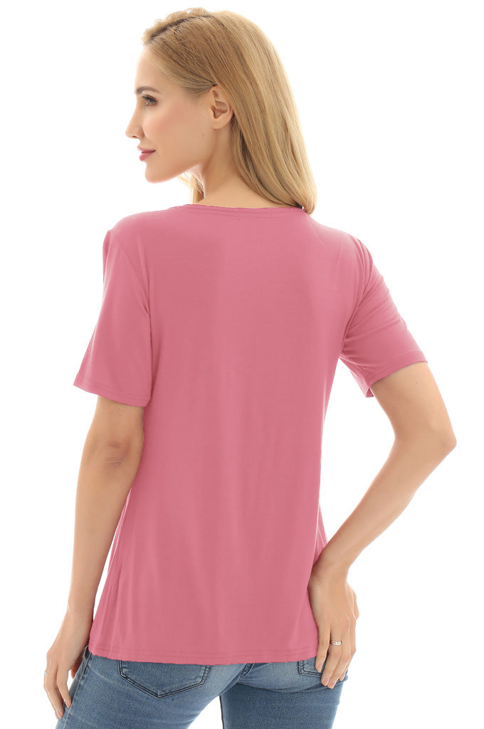 BEARSLAND Women's Round Neck Nursing Short Sleeve Top