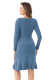 Bearsland Long Sleeve Ruffle Hem Maternity Dress