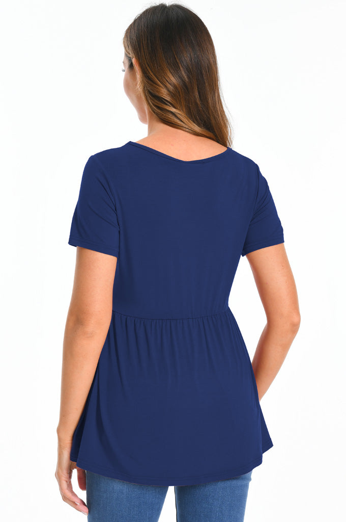 Bearsland Maternity Tops Short Sleeve Scoop Neck Pregnancy Clothes