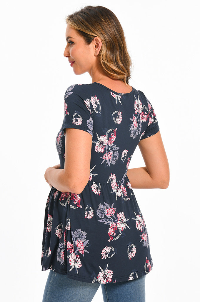 Bearsland Scoop Neck Short Sleeve  Maternity Tops