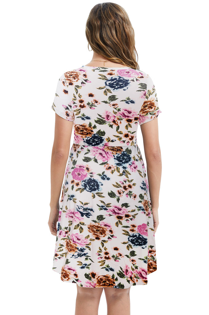 Bearsland Women's Short Sleeves Nursing Dresses with Pockets