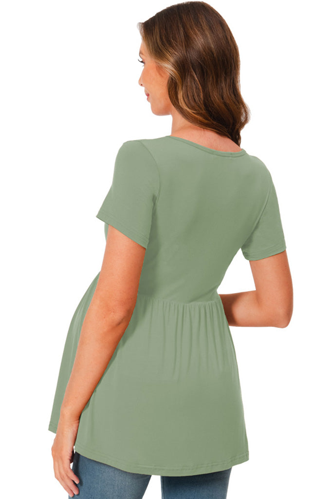 Bearsland Maternity Tops Short Sleeve Scoop Neck Breastfeeding Shirt