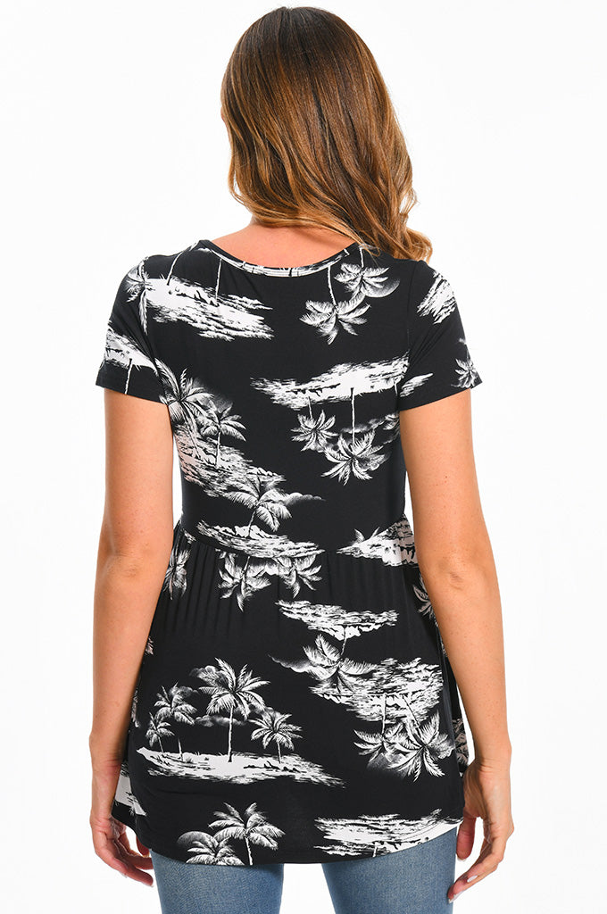 Bearsland Maternity Tops Short Sleeve Scoop Neck Pregnancy Clothes