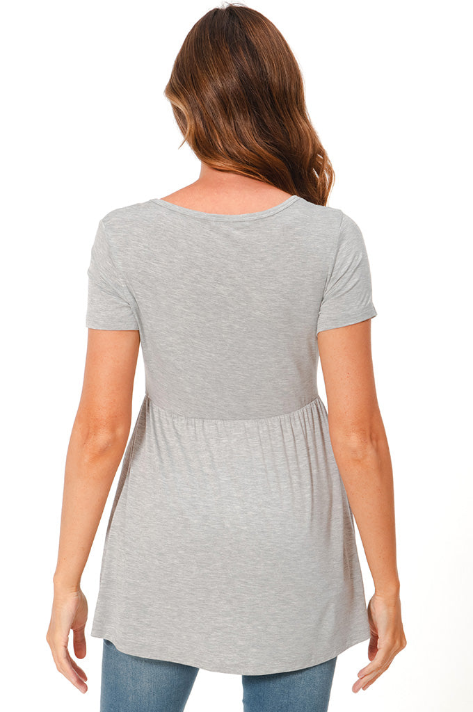 Bearsland Maternity Tops Short Sleeve Scoop Neck Pregnancy Clothes