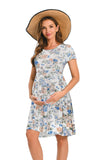 Bearsland Women's Short Sleeve Maternity Dress with Pocket