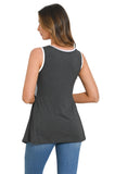 Bearsland Sleeveless Patchwork Scoop Neck Breastfeeding Shirt