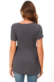 Bearsland Maternity Tops Short Sleeve Scoop Neck Pregnancy Clothes