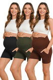 Bearsland Women's Maternity Shorts with Pocket 3-Pack