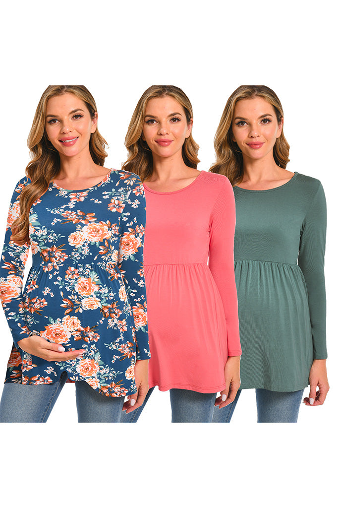 Beaisland Women's Long Sleeve Maternity Shirts Basic Casual Pregnancy Top