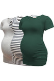 Bearsland Women's Maternity T-Shirt 3-Pack Classic Side Ruffle