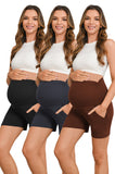 Beaisland Women's Maternity Shorts with Pocket 3-Pack