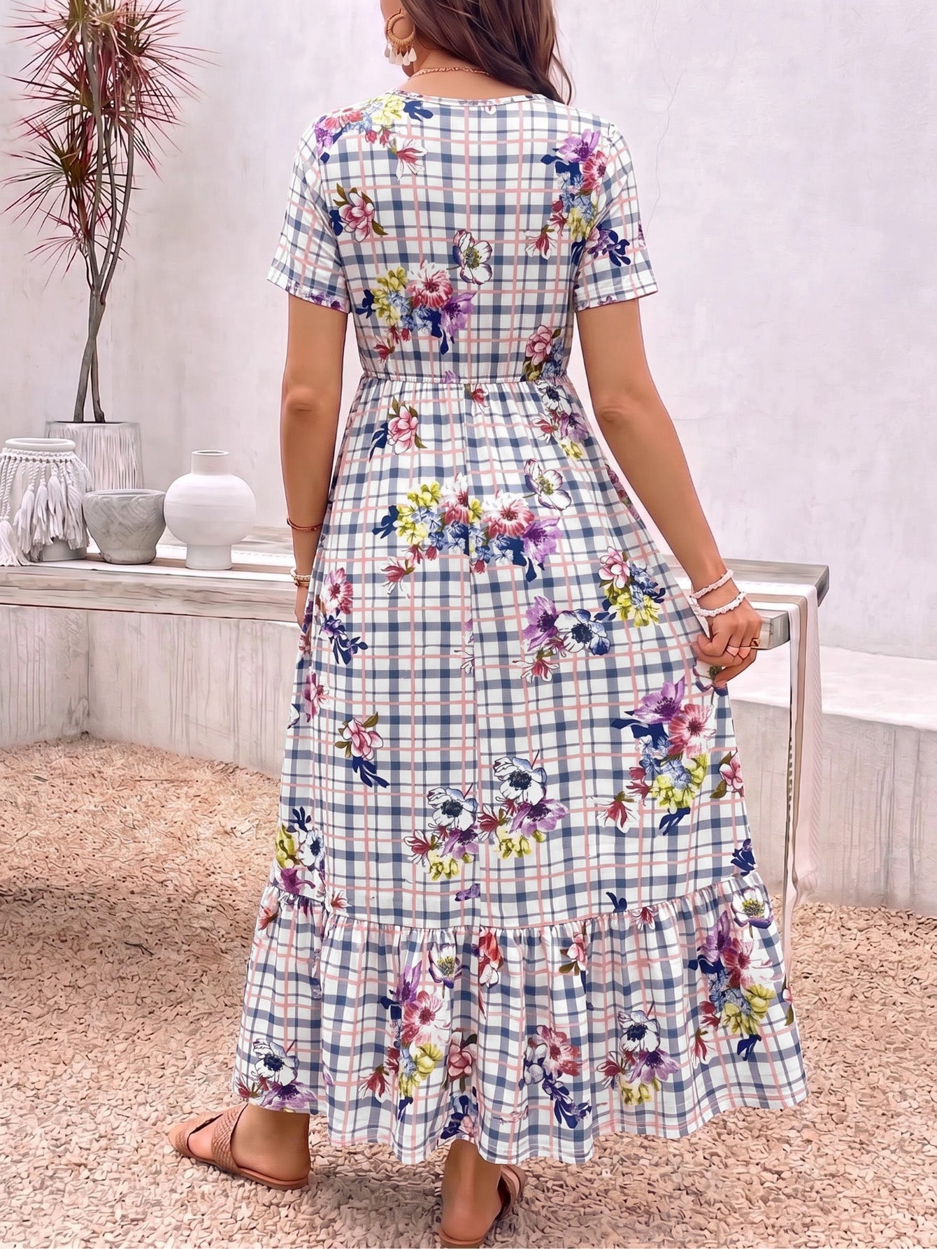 Beaisland round neck short sleeve maternity dress