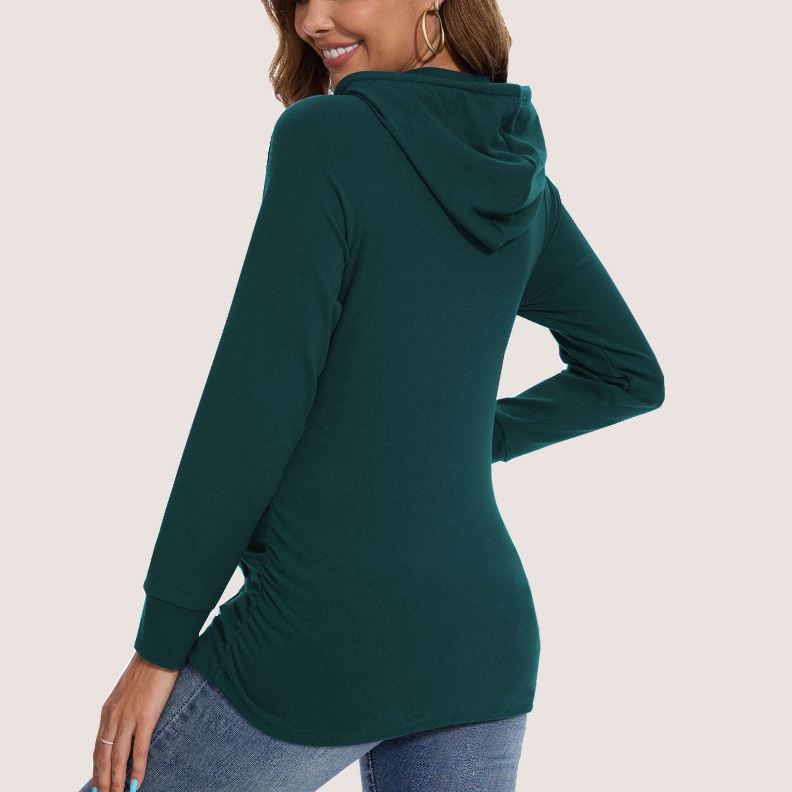 Bearsland Women's Maternity Hoodie Long Sleeves Shirt Casual V neck Top