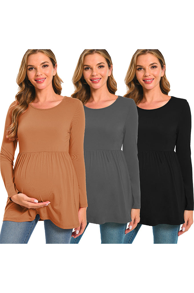Beaisland Women's Long Sleeve Maternity Shirts Basic Casual Pregnancy Top