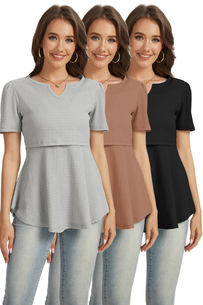 Bearsland 3-pack Short Sleeve V-Neck Nursing Shirt