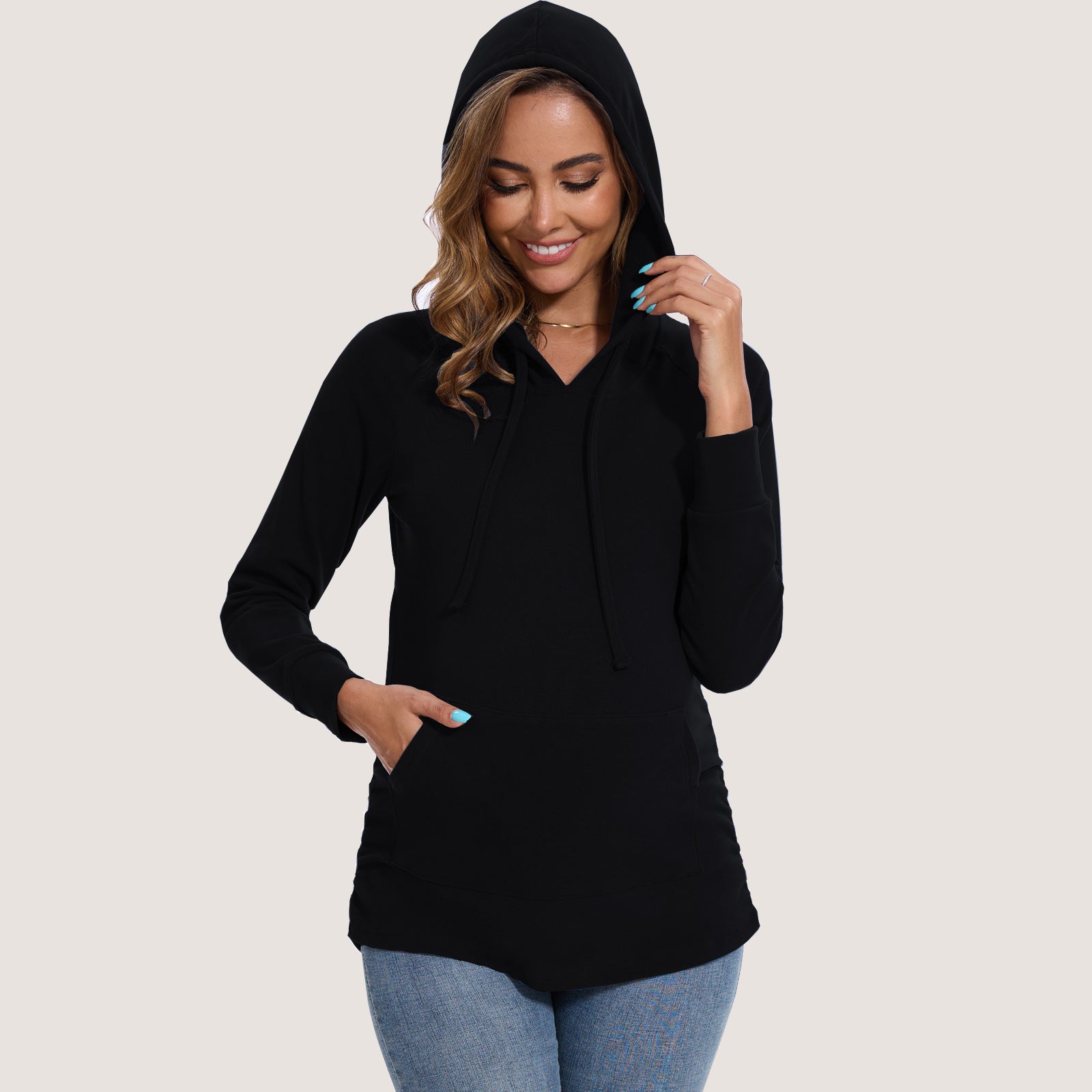 Bearsland Women's Maternity Hoodie Long Sleeves Shirt Casual V neck Top