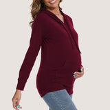 Bearsland Women's Maternity Hoodie Long Sleeves Shirt Casual V neck Top