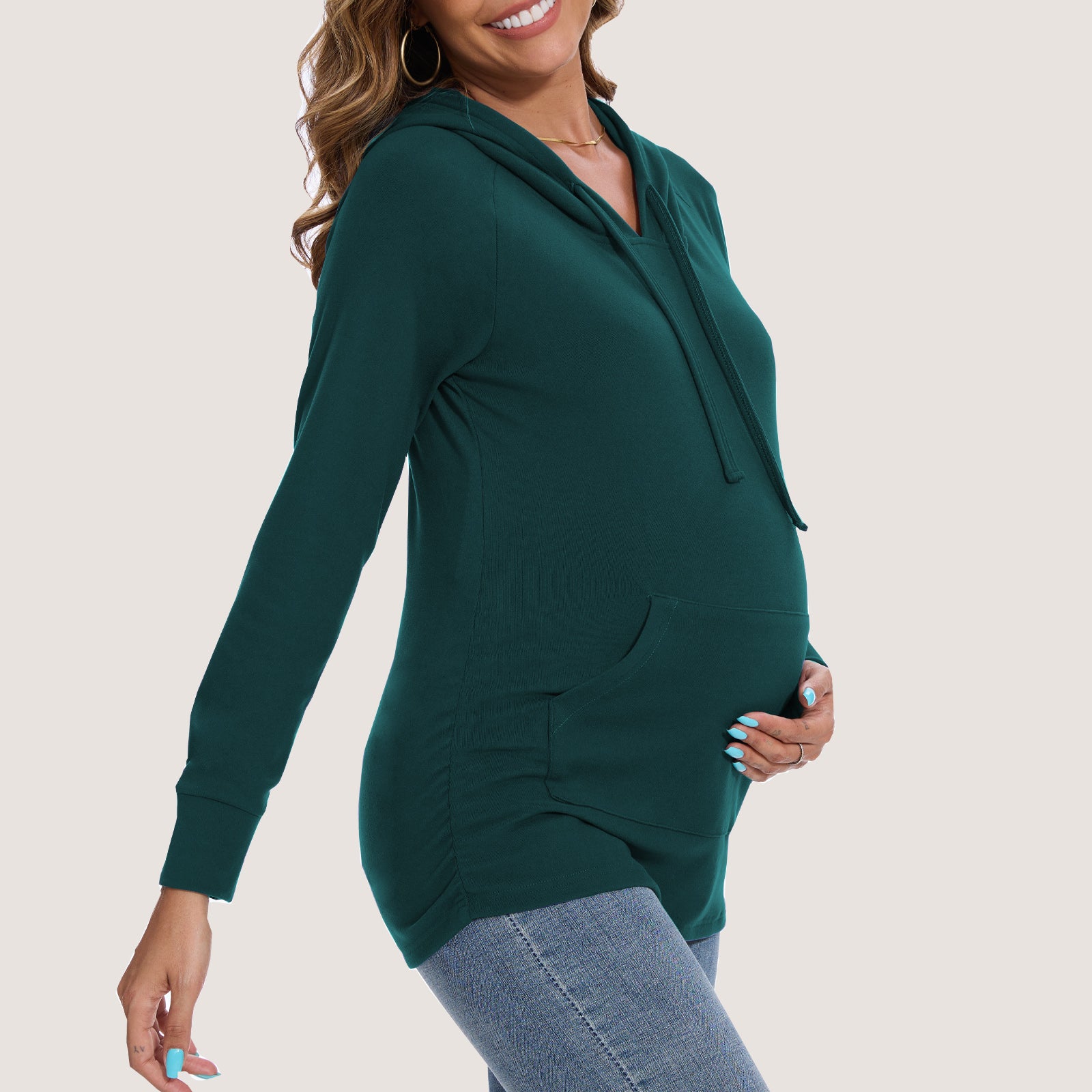 Bearsland Women's Maternity Hoodie Long Sleeves Shirt Casual V neck Top