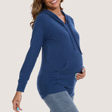 Bearsland Women's Maternity Hoodie Long Sleeves Shirt Casual V neck Top