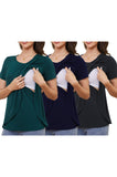 Beaisland Maternity Shirts Short Sleeve Nursing Tops, 3-Pack