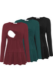 Bearsland Women’s Nursing Top 3pack Long Sleeve Scoop Neck Breastfeeding Shirts