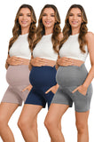 Bearsland Women's Maternity Shorts with Pocket 3-Pack