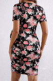 Bearsland Women's Summer Short-Sleeve Maternity Dress with Pleated Design