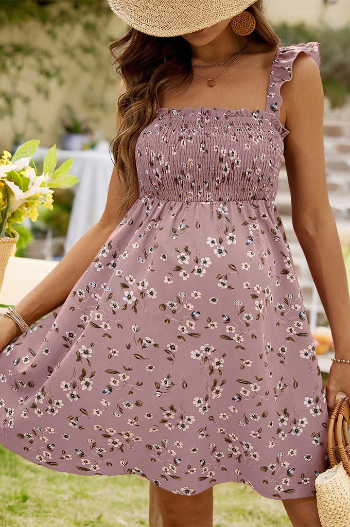 Bearsland Women's Floral Maternity Dress with Spaghetti Straps