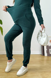 Bearsland Long-sleeved Crew-neck Maternity Set with Pockets and Adjustable Waistband
