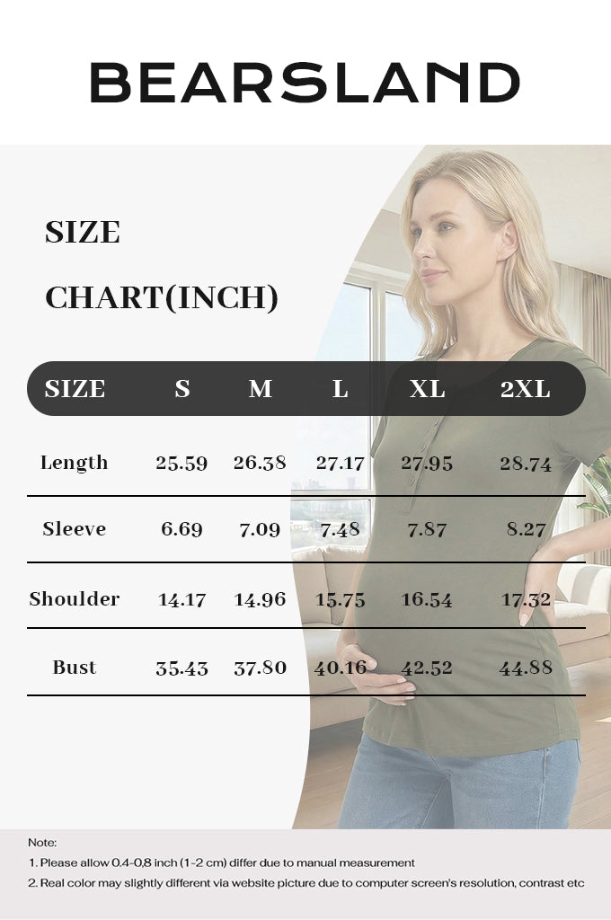 BEARSLAND Round Neck Nursing Short Sleeve Top