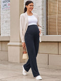 Bearsland Women's Maternity Pants High Waist Wide Leg Work Pants Adjustable Waist Pregnancy Dress Yoga Pants Stretchy Comfy Lounge Casual Daily Wear Trousers with Pockets(M-XXXXL)