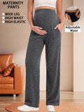 Bearsland Women's Maternity Pants High Waist Wide Leg Work Pants Adjustable Waist Pregnancy Dress Yoga Pants Stretchy Comfy Lounge Casual Daily Wear Trousers with Pockets(M-XXXXL)
