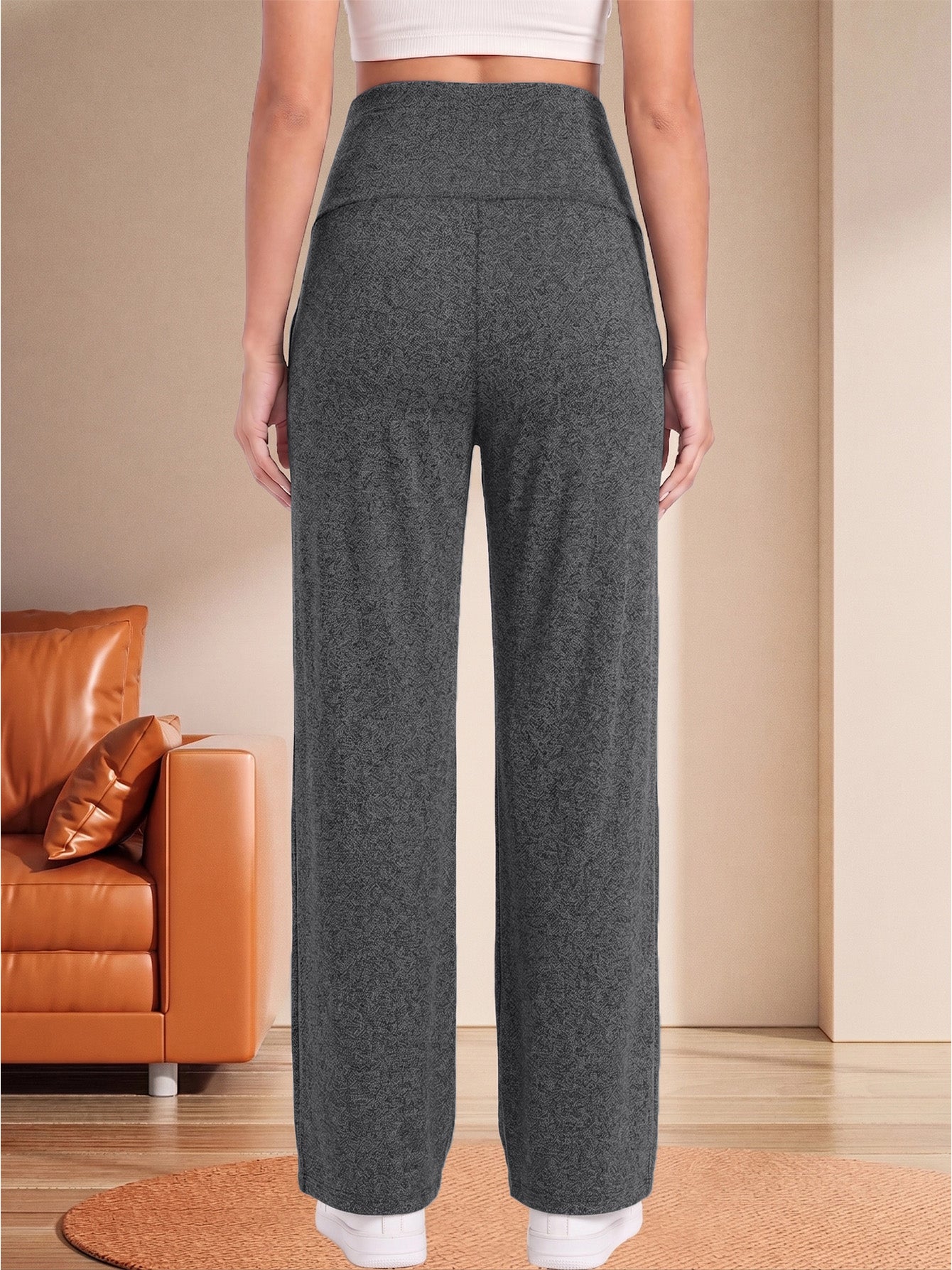 Bearsland Women's Maternity Pants High Waist Wide Leg Work Pants Adjustable Waist Pregnancy Dress Yoga Pants Stretchy Comfy Lounge Casual Daily Wear Trousers with Pockets(M-XXXXL)