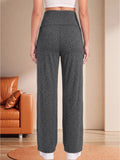 Bearsland Women's Maternity Pants High Waist Wide Leg Work Pants Adjustable Waist Pregnancy Dress Yoga Pants Stretchy Comfy Lounge Casual Daily Wear Trousers with Pockets(M-XXXXL)
