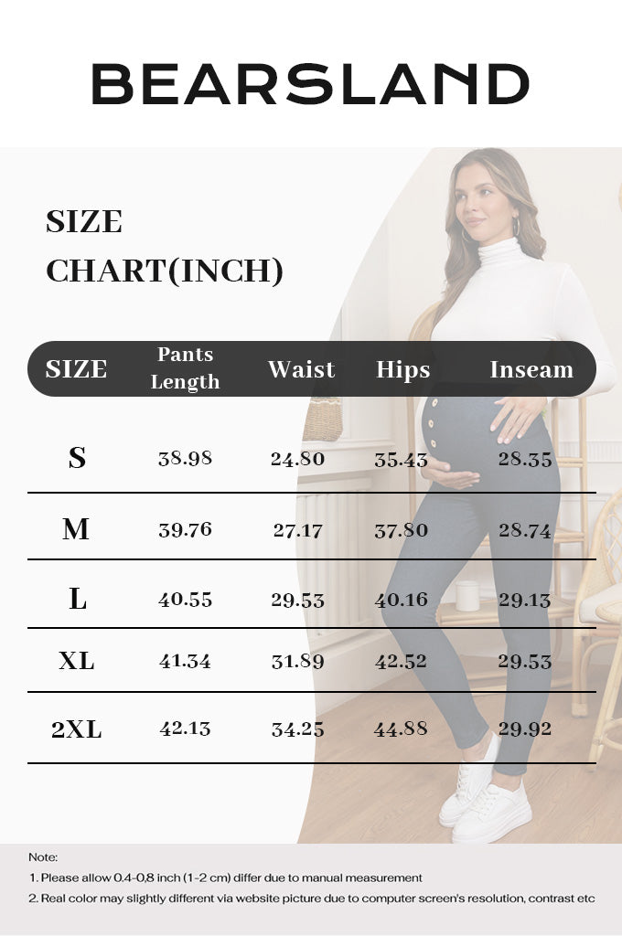 Bearsland Fleece-Lined Maternity Trousers with Adjustable Waistband