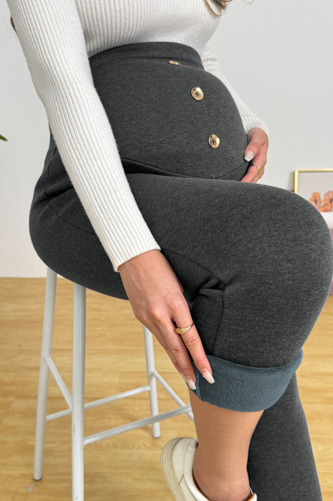 Bearsland Fleece-Lined Maternity Trousers with Adjustable Waistband