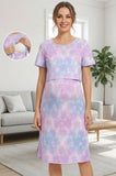 Bearsland Women's Short-Sleeve Crew-Neck Printed Nursing Dress