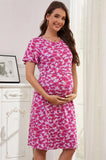 Bearsland Women's Short-Sleeve Crew-Neck Printed Nursing Dress