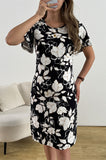 Bearsland Women's Short-Sleeve Crew-Neck Printed Nursing Dress