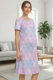 Bearsland Women's Short-Sleeve Crew-Neck Printed Nursing Dress