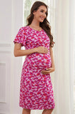 Bearsland Women's Short-Sleeve Crew-Neck Printed Nursing Dress