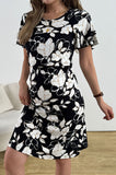 Bearsland Women's Short-Sleeve Crew-Neck Printed Nursing Dress