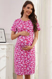 Bearsland Women's Short-Sleeve Crew-Neck Printed Nursing Dress