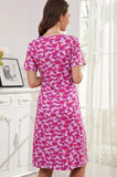 Bearsland Women's Short-Sleeve Crew-Neck Printed Nursing Dress