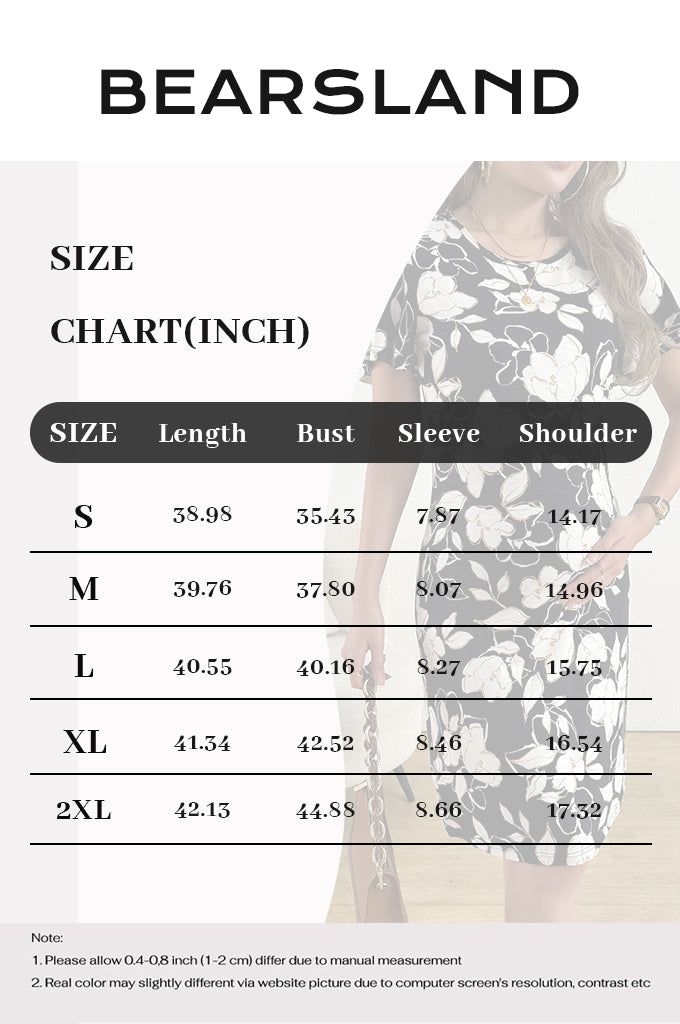 Bearsland Women's Short-Sleeve Crew-Neck Printed Nursing Dress