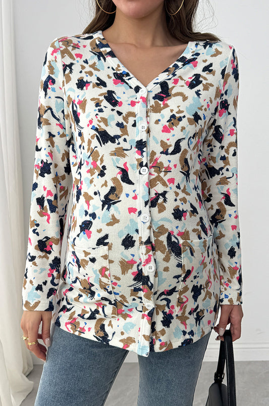 Bearsland Long-sleeved Fashionable Printed Maternity Cardigan