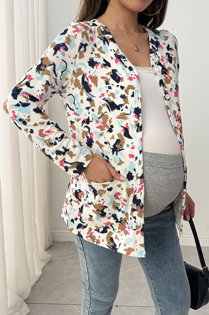 Bearsland Long-sleeved Fashionable Printed Maternity Cardigan