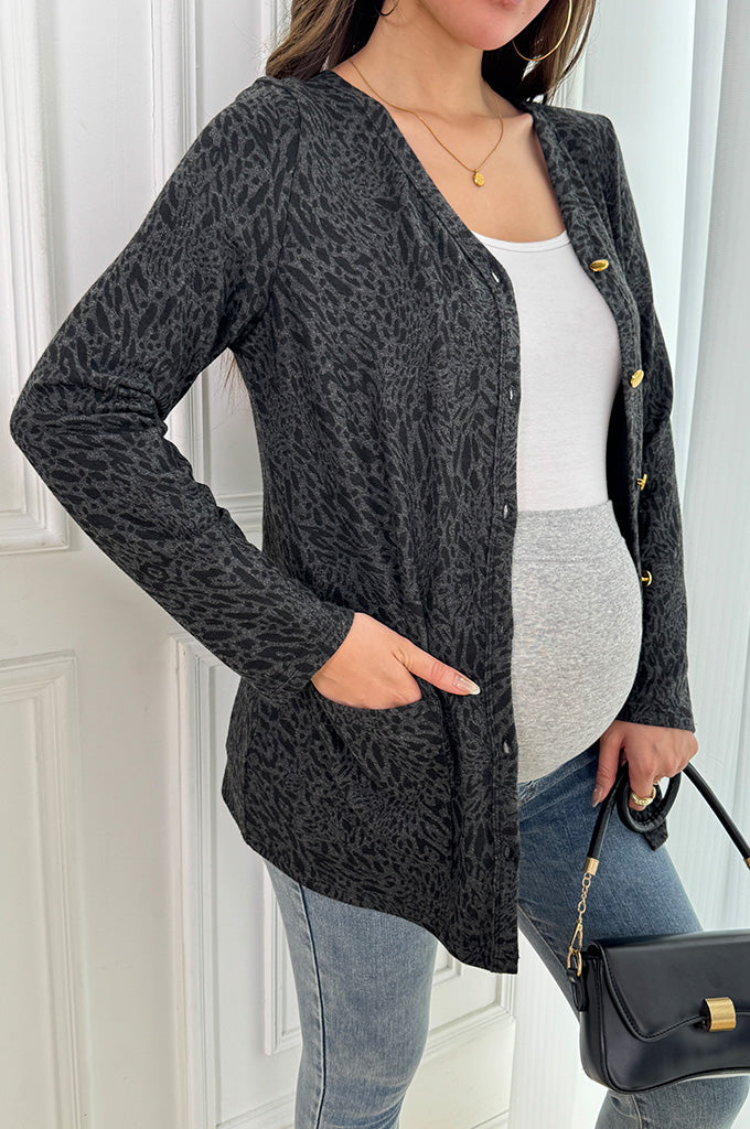 Bearsland Long-sleeved Fashionable Printed Maternity Cardigan