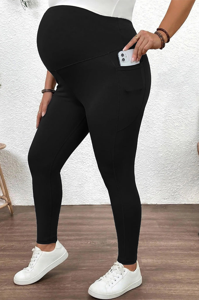 Bearsland Women's Plus Size Maternity Pants with Pockets